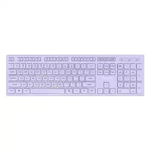 KW-112 Purple Color Professional Basic Office Keyboard Water Drop Fashion Design 104 Chocolate Keys 2.4G+BT Wireless Keyboard