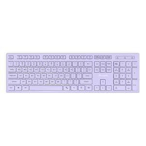Bàn phím văn phòng im lặng màu tím KW-112 104 phím sô cô la 2.4G + BT chế độ kép giọt nước Thiết kế bàn phím không dây Cơ Bản Mới - Product Image 2