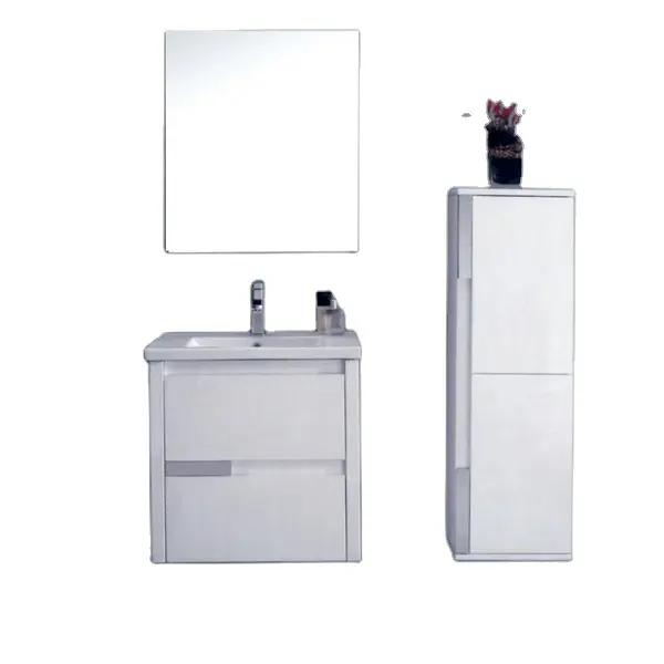 American style modern bathroom design 5mm silver mirror white bathroom cabinet