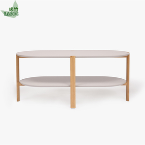 Table basse ovale à 2 niveaux au design moderne, table centrale de canapé, table basse minimaliste à 2 étagères, meubles de salon - Product Image 2