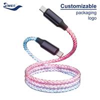 Cable USB Tipo-C de 1m con Carga Rápida de 6A 60W/100W, Iluminación LED RGB Degradada para Teléfonos Móviles y Dispositivos iOS