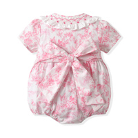 Handgemaakt kortmouwlig rompertje voor babymeisjes, 100% katoen, newborn kleding, Spaanse boetiekprint, hoge kwaliteit, zomerkleding voor peuters