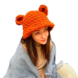 Gorro de Punto Divertido con Orejas de Animales, Hecho a Mano, de Poliéster/Algodón, para Viajes, Casual, de Verano, 2025 - Product Image 1