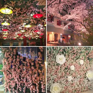 Simulated Cherry Blossom Tree Peach Blossom Branch Wedding Bouquet Cherry Blossom Branch Plastic Silk Flower Artificial Flower