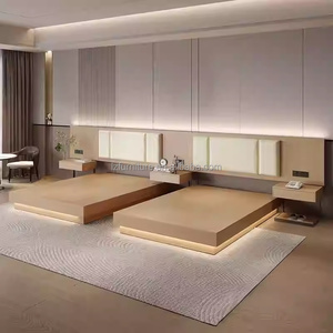 <b>Full</b> 3 Star Hotel Room Furniture <b>Set</b> Wood Twin Single <b>Bed</b> with Fabric Headboard Bedside Table Lounge Sofa Writing Desk & TV Unit - Product Image 5