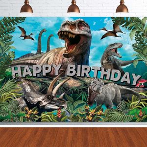 Dinosaurier Geburtstagsparty Hintergrund Dekoration Dinosaurier-Welt Banner Tier-Thema Kinder Rosa Papier Weihnachtsdekoration - Product Image 1