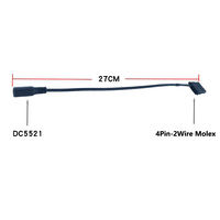 كابل تمديد DC5521 إلى موصل Molex رباعي الأطراف متعدد الجهد 5 فولت/9 فولت/12 فولت لمراوح علب الكمبيوتر ومعدات تبريد الراوتر