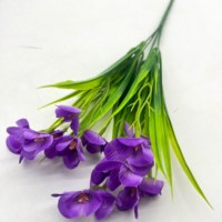 Fleurs Artificielles : Bouquets de Violettes et Orchidées Vertes Printanières, Fleurs Longues en Paille de Blé pour Mariage, Jardin, Décoration Intérieure, Plantes en Pot
