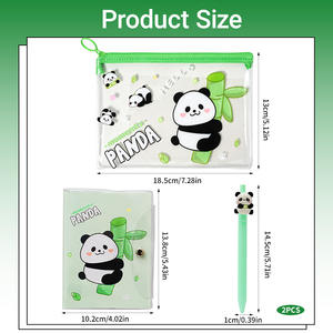सुंदर पांडा स्टेशनरी किट-नोटबुक, पेंसिल पाउच + 2 जेल पेन | छात्र और कार्यालय आपूर्ति - Product Image 2