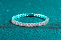 Bracelet tennis en argent sterling S925 avec moissanite taille princesse carrée, entièrement serti, bijou de main pour femme, cadeau d'anniversaire pour petite amie