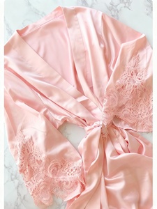 ODM/OEM logotipo personalizado mujeres batas de satén dama de honor fiesta nupcial primavera otoño verano cuello en V manga larga suave boda Demi Bata - Product Image 6
