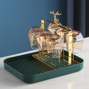 Portavasos de lujo con diseño de ciervo y bandeja, escurridor cuadrado de secado rápido para almacenamiento de vasos de agua en la cocina - Product Image 3