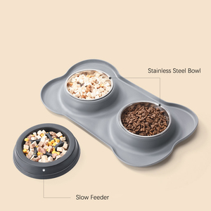 Vật nuôi Bát ăn đôi với giật gân bằng chứng Mat đôi mèo con chó Bát lật ngược bằng chứng không trượt có thể tháo rời vật nuôi chậm trung chuyển - Product Image 1