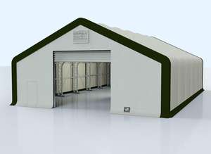 Tente de stockage extérieure robuste en PVC avec toit en tissu et structure treillis galvanisée à chaud – Bâtiment préfabriqué pour entrepôt - Product Image 2