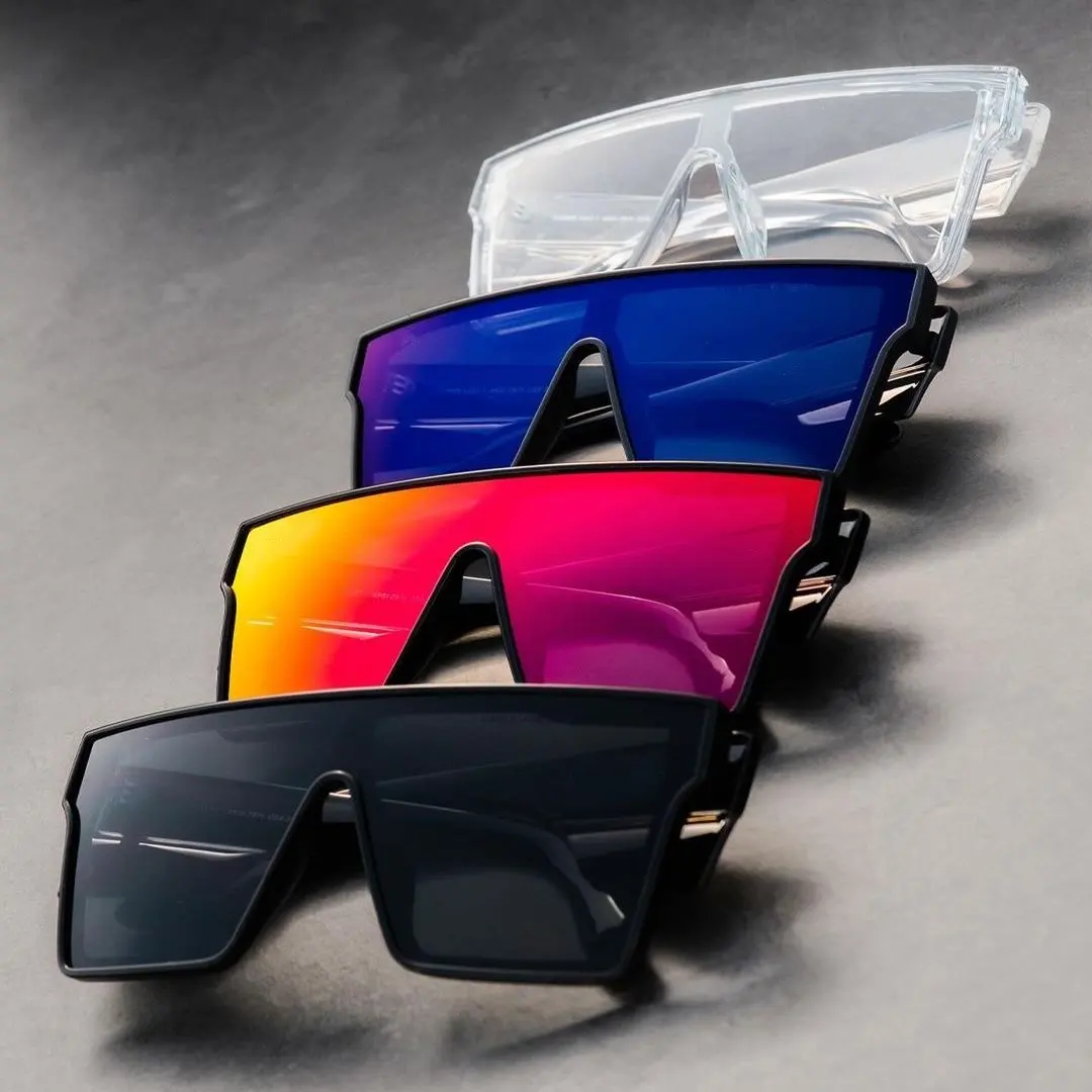 FW Brand Designer di grandi dimensioni occhiali da sole quadrati Logo personalizzato un pezzo grande rettangolo telaio specchio occhiali da sole per le donne degli uomini