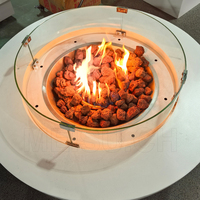 Table de jardin ronde de luxe personnalisée MEISU.CH, foyer extérieur au gaz, foyer en béton, foyer au gaz naturel ou GPL, fabrication OEM