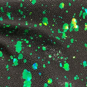 Benutzer definierte glänzende Hologramm Mystique Metallic bedruckte Folie Elastische Nylon Spandex Stoff Badeanzüge Festivals tragen Tanzrock Stoffe - Product Image 4