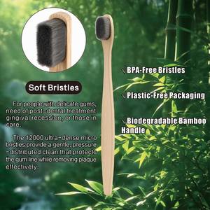 ODM OEM cadeau boîte kraft fenêtre euro 12000 poils nano doux biodégradable brosse bambou brosse nano - Product Image 4