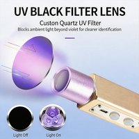 Linterna de Inspección UV de 365nm, Recargable Tipo-C, Luz Negra para Revisar Documentos, Materiales y Superficies