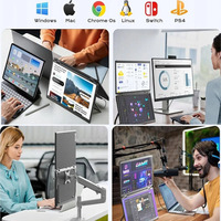 Moniteur portable triple 15,6 pouces FHD 1080P IPS Type-C/USB-C pour ordinateur portable, idéal pour les professionnels et le travail