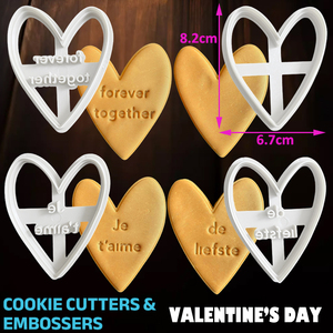 4 Cortadores de <span class=keywords><strong>Galletas</strong></span> de Corazón de Plástico con Sellos de Frases de Amor, Molde 3D para <span class=keywords><strong>Galletas</strong></span> de San Valentín para Hornear y Decorar Pasteles con Fondant - Product Image 3