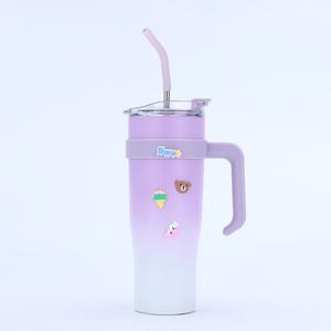 Gobelet isotherme de 40 oz avec poignée et paille en acier inoxydable - Gobelet à double paroi isolé sous vide - Product Image 4