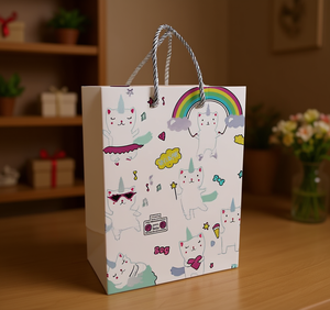 Borsa Regalo in Carta con Stampa Laser Argento Serie Gattini, Stile alla Moda - Product Image 2