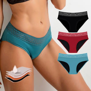 Mutandine mestruali Sexy a vita media in pizzo da donna a tenuta stagna biancheria intima a 4 strati assorbente slip fisiologici - Product Image 1