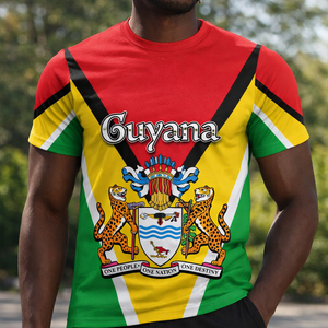 T-Shirt Personalizzata con Bandiera della Guyana in Stile Sublimazione, Maglietta Personalizzata per la Festa dell'Indipendenza della Guyana per Uomo - Product Image 1