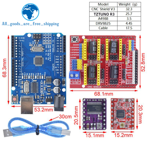 TZTUNO R3 Escudo V3 Máquina De Gravura 3D 4pcs DRV8825 Ou A4988 Placa De Expansão Driver Para <span class=keywords><strong>Arduino</strong></span> + UNOR3 Com Cabo USB - Product Image 2