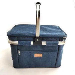 Extra Large Insulated Cooler Bag Foldable Insulated Picnic Basket Strong Aluminum Frame Waterproof Cooler Bags