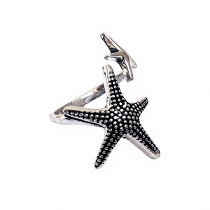 Vente en gros, bague de doigt 2 étoiles, soutien-gorge réglable, couleur or et argent, bague étoile - Product Image 5