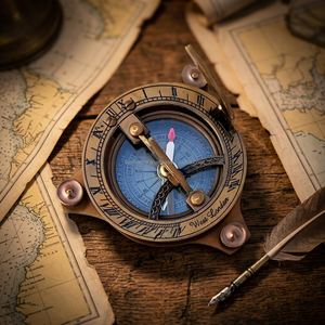 TMI TM13072 Brass Nautical Sundial <b>Compass</b> Analog Dial Vintage Style Handheld Pocket Outdoor Hiking Pointing Guide Durable - Product Image 2
