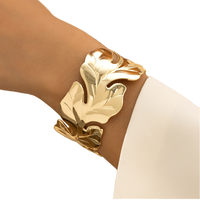 Bracelets tendance vintage en alliage doré à grandes feuilles exagérées Comiya 2026 pour femmes, bijoux de fête