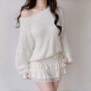 <span class=keywords><strong>Droma</strong></span> 2025 printemps et automne en stock haut de couleur unie tricoté mi-long une épaule ample élégant pull femmes - Product Image 4