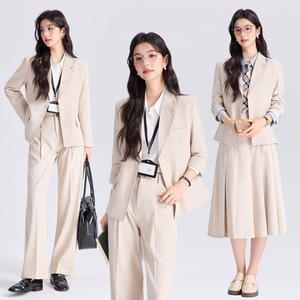Women's Professional Suit Set Midi Skirt Blazer Office Lady Anti-Wrinkle <b>Work</b> Commuting - Product Image 1