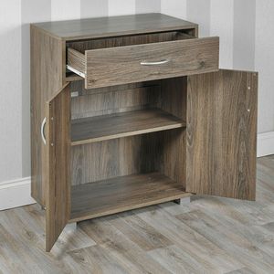 Wood Grain Small <strong>2</strong> Door 1 <strong>Drawer</strong> Living Room Sideboard Wooden <strong>Storage</strong> Cabinet <strong>Unit</strong> - Product Image 2
