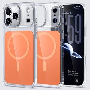 Étui de téléphone officiel transparent en TPU+PC anti-chute avec support magnétique à ventouse en 3 couleurs pour 17 Pro Air - Product Image 1