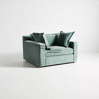 Fauteuil d'appoint de luxe surdimensionné en velours vert capitonné moderne, canapé individuel pour le salon