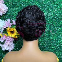 Perruque Courte Bouclée Faite à la Machine en Cheveux Humains Naturels 100% Pas Chère, Coupe Pixie pour Femmes Noires, Perruques Super Double Drawn en Cheveux Bruts Vietnamiens