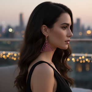 Pendientes colgantes de diseño triangular de rubí CZ, venta al por mayor turca, joyería fina de Plata de Ley 925 hecha a mano - Product Image 3