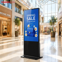 Totem numérique vertical mince sur pied, taille personnalisée, pour affichage publicitaire commercial dans les halls d'accueil