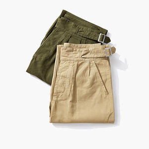 Pantaloni larghi in cotone Casual da uomo pantaloni Cargo con vita regolabile in Gurkha e tessuto con motivo dritto <span class=keywords><strong>Color</strong></span> kaki - Product Image 1