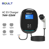 Nouvelle borne de recharge murale pour véhicules électriques, simple, 7 kW, 32 A, prises Type 2/GB/T, avec écran LCD de 4,3 pouces, indice de protection IP65, garantie de 24 mois, pour usage domestique