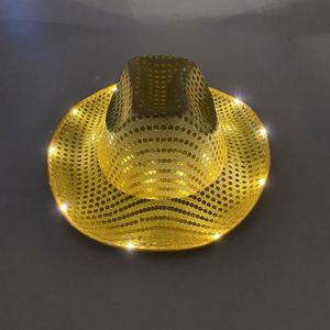 Chapeau de cowboy à paillettes LED clignotantes personnalisé en gros pour Halloween, idéal pour les fêtes et les spectacles - Product Image 4
