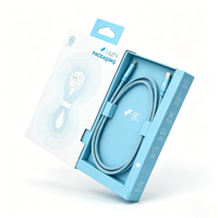 Boîtes en papier personnalisées avec fenêtre pour câble de données USB, boîte en papier pour étui de téléphone portable, emballage de chargeur avec crochet