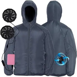 Kühljacke mit Lüfter Kühlung Sonnenschutz atmungsaktiv reflektierend klimatisierte Kleidung Doppelventilator-Design für Herren und Damen