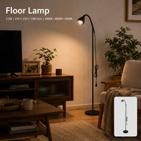 Lámpara de Pie con Base Redonda y Flexible, 3.5W, 3 Temperaturas de Color, para Dormitorio, Sala de Estar, Lectura