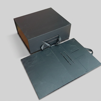 Boîte cadeau magnétique noire mate avec poignée en ruban pour l'électronique, carton gris, logo personnalisé, OEM, ODM, vente en gros d'usine