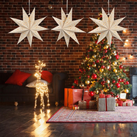 Lanterne en Papier à 9 Branches de 30cm, Abat-Jour Pliable, Décorations Suspendues pour Noël, Fête d'Anniversaire, Diwali, Ramadan